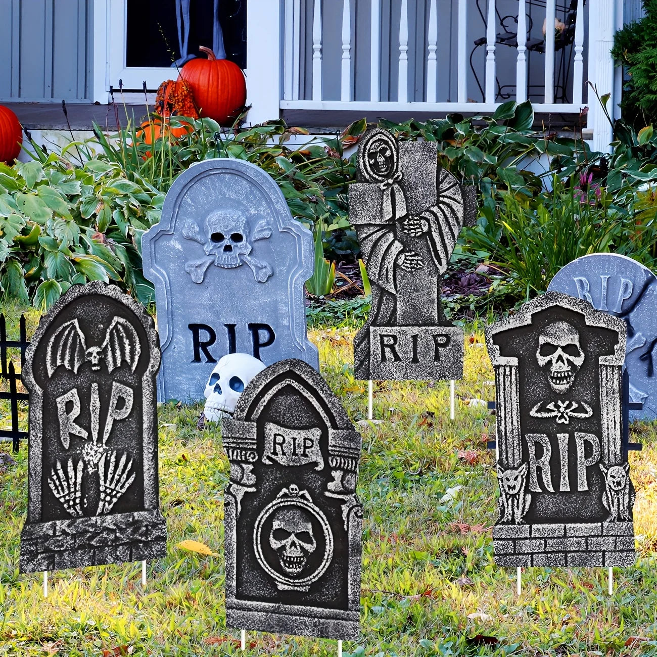 Spooky Yard Tombstones Set